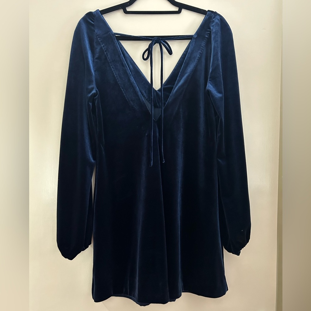 Free People Misha Mini Dress, Midnight Navy Velvet - Picture 5 of 9